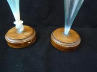 2 Early James Powell Opalescent / Vaseline Glass Vases - Mounted on Stands (4 of 4) 2 Early James Powell Opalescent / Vaseline Glass Vases - Mounted on Stands (4 of 4)