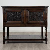 Antique 18th Century Good Quality Carved Oak Cupboard