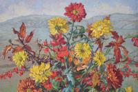Large Mid Century Oil Painting Still Life of Chrysanthemums (2 of 10) Large Mid Century Oil Painting Still Life of Chrysanthemums (2 of 10)