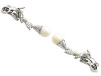 0.54ct Diamond & Pearl, 18ct White Gold Drop Earrings - Vintage c.1960 (3 of 9) 0.54ct Diamond & Pearl, 18ct White Gold Drop Earrings - Vintage c.1960 (3 of 9)
