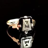 Antique Victorian Mourning Ring, Initial M, Onyx and 9ct Gold (2 of 10) Antique Victorian Mourning Ring, Initial M, Onyx and 9ct Gold (2 of 10)