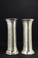 Pair of Arts and Crafts Planished Silver Plated Vases. By Lee and Wigfall. (6 of 7) Pair of Arts and Crafts Planished Silver Plated Vases. By Lee and Wigfall. (6 of 7)