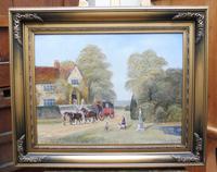 Large oil on canvas Old fashioned view Listed artist Richard Temple (8 of 10) Large oil on canvas Old fashioned view Listed artist Richard Temple (8 of 10)