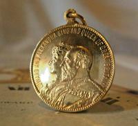 Antique Pocket Watch Chain Fob 1902 King Edward V11 & Greenock Ship Rose Gilt Fob (2 of 3) Antique Pocket Watch Chain Fob 1902 King Edward V11 & Greenock Ship Rose Gilt Fob (2 of 3)
