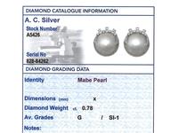 Mabe Pearl & 0.78ct Diamond, 9ct White Gold Earrings - Art Deco Style - Vintage c.1950 (8 of 9) Mabe Pearl & 0.78ct Diamond, 9ct White Gold Earrings - Art Deco Style - Vintage c.1950 (8 of 9)