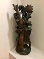Large Chinese Carved Hardwood Figure of Immortal with Foo Dog (3 of 8) Large Chinese Carved Hardwood Figure of Immortal with Foo Dog (3 of 8)