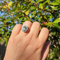 Vintage 18ct Gold Aquamarine & Diamond Cluster Ring, 18k Dress Cocktail Statement (5 of 12) Vintage 18ct Gold Aquamarine & Diamond Cluster Ring, 18k Dress Cocktail Statement (5 of 12)