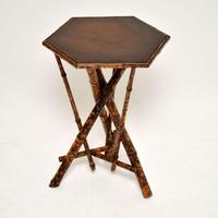Antique Victorian Bamboo Leather Top Side Table (2 of 6) Antique Victorian Bamboo Leather Top Side Table (2 of 6)