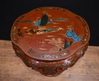 Chinese Pedestal Stand Table in Cinnabar Lacquer Chinoiserie (4 of 26) Chinese Pedestal Stand Table in Cinnabar Lacquer Chinoiserie (4 of 26)