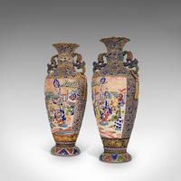 Pair Of Tall Antique Satsuma Vases, Japanese, Ceramic, Decorative, Moriage, 1900 (10 of 12) Pair Of Tall Antique Satsuma Vases, Japanese, Ceramic, Decorative, Moriage, 1900 (10 of 12)