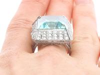 20.50 ct Aquamarine and 2.15 ct Diamond, Platinum Dress Ring - Vintage Circa 1950 (9 of 9) 20.50 ct Aquamarine and 2.15 ct Diamond, Platinum Dress Ring - Vintage Circa 1950 (9 of 9)