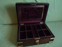 Quality Brass Bound Rosewood Unisex Jewellery Box + Tray c.1850 (10 of 10) Quality Brass Bound Rosewood Unisex Jewellery Box + Tray c.1850 (10 of 10)