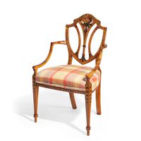 Late Victorian Sheraton Revival Painted Satinwood Armchair (3 of 5) Late Victorian Sheraton Revival Painted Satinwood Armchair (3 of 5)