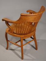 Shapely Early 20th Century Golden Oak Bow-backed Desk Chair (3 of 4) Shapely Early 20th Century Golden Oak Bow-backed Desk Chair (3 of 4)