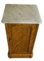 19th Century Satin Birch Bedside Cabinet with Marble Top (5 of 8) 19th Century Satin Birch Bedside Cabinet with Marble Top (5 of 8)