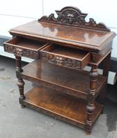 1920's Carved Oak Dumbwaiter with 2 Shelves (2 of 3) 1920's Carved Oak Dumbwaiter with 2 Shelves (2 of 3)