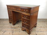 Late 20th Century Yew Wood Pedestal Kneehole Desk (10 of 14) Late 20th Century Yew Wood Pedestal Kneehole Desk (10 of 14)