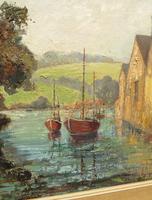 Large Framed Oil Painting of Boats at Totnes by Dorothy Bradshaw (5 of 13) Large Framed Oil Painting of Boats at Totnes by Dorothy Bradshaw (5 of 13)
