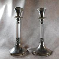 Pair of Silver Plate & Glass Candlesticks (7 of 7) Pair of Silver Plate & Glass Candlesticks (7 of 7)