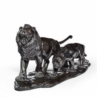 Meiji period bronze study of a lion and lioness by ‘Genryusai Seiya’ (4 of 8) Meiji period bronze study of a lion and lioness by ‘Genryusai Seiya’ (4 of 8)