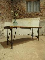 Industrial Vintage Folding Trestle Dining Table with Metal Legs & Reclaimed Top (2 of 17) Industrial Vintage Folding Trestle Dining Table with Metal Legs & Reclaimed Top (2 of 17)
