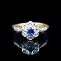 Antique Blue Sapphire & White Sapphire 9ct Gold Cluster Daisy Ring (6 of 10) Antique Blue Sapphire & White Sapphire 9ct Gold Cluster Daisy Ring (6 of 10)