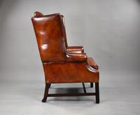 George II Style Brown Leather Hand Dyed Wingback Armchair (13 of 17) George II Style Brown Leather Hand Dyed Wingback Armchair (13 of 17)