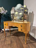Vintage Walnut Triptych Mirror Dressing Table