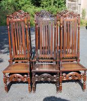 1900's Set 6 Carved Highback Oak Dining Chairs -carolean Style (2 of 5) 1900's Set 6 Carved Highback Oak Dining Chairs -carolean Style (2 of 5)