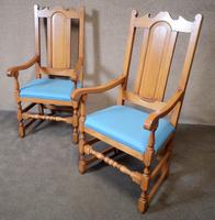 Pair of Oak Reproduction High Back Armchairs (11 of 11) Pair of Oak Reproduction High Back Armchairs (11 of 11)