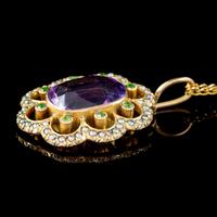 Antique Edwardian Suffragette Pendant Necklace Amethyst Peridot Pearl 9ct Gold c.1910 (6 of 8) Antique Edwardian Suffragette Pendant Necklace Amethyst Peridot Pearl 9ct Gold c.1910 (6 of 8)