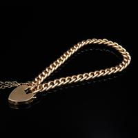 Antique Heart Padlock Fancy Curb 9ct 9K Gold Bracelet (4 of 9) Antique Heart Padlock Fancy Curb 9ct 9K Gold Bracelet (4 of 9)