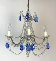 Vintage French Chandelier 4 Arm Crystal Ceiling Light with Sapphire Blue Glass (8 of 13) Vintage French Chandelier 4 Arm Crystal Ceiling Light with Sapphire Blue Glass (8 of 13)