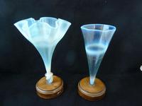 2 Early James Powell Opalescent / Vaseline Glass Vases - Mounted on Stands (2 of 4) 2 Early James Powell Opalescent / Vaseline Glass Vases - Mounted on Stands (2 of 4)