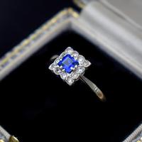 Art Deco Blue Spinel and Clear Spinel 9ct Gold Square Cluster Ring (8 of 9) Art Deco Blue Spinel and Clear Spinel 9ct Gold Square Cluster Ring (8 of 9)