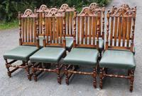 1960s Carved Oak Refectory Table with Set 8 Dining Chairs Green Upholstery (8 of 10) 1960s Carved Oak Refectory Table with Set 8 Dining Chairs Green Upholstery (8 of 10)