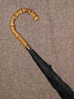 Antique 18 Carat Gold Plate Black Cotton Canopy Umbrella W/Whangee Bamboo Handle (7 of 12) Antique 18 Carat Gold Plate Black Cotton Canopy Umbrella W/Whangee Bamboo Handle (7 of 12)