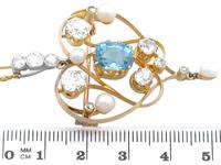 3.22ct Diamond & 2.10 ct Aquamarine, Pearl & 18ct Yellow Gold Pendant / Brooch - Antique Victorian (6 of 9) 3.22ct Diamond & 2.10 ct Aquamarine, Pearl & 18ct Yellow Gold Pendant / Brooch - Antique Victorian (6 of 9)