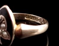 Antique Navette Mourning Ring, Black Enamel & Pearl, Ivy Leaf, 9ct Gold (7 of 10) Antique Navette Mourning Ring, Black Enamel & Pearl, Ivy Leaf, 9ct Gold (7 of 10)