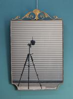 Italian 1950s Brass Framed Mirror with Cartouche