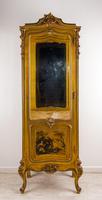 Antique French Giltwood Display Cabinet Vitrine with Painted Panels