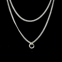 Antique Silver Long Guard Muff Chain Necklace with Bolt Ring 48" Length (2 of 6) Antique Silver Long Guard Muff Chain Necklace with Bolt Ring 48" Length (2 of 6)