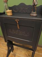Unusual Antique Black Writing Bureau Desk with Folding Legs, Lockable, Gothic (5 of 13) Unusual Antique Black Writing Bureau Desk with Folding Legs, Lockable, Gothic (5 of 13)