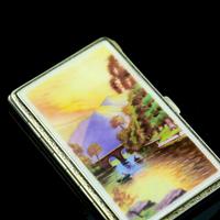 English Solid Silver Enamel Cigarette Case with Landscape Scene - A.J.P London 1927 (11 of 14) English Solid Silver Enamel Cigarette Case with Landscape Scene - A.J.P London 1927 (11 of 14)