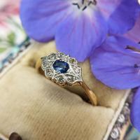 Art Deco 18ct Yellow Gold, Platinum, Sapphire & Diamond Ring (4 of 9) Art Deco 18ct Yellow Gold, Platinum, Sapphire & Diamond Ring (4 of 9)