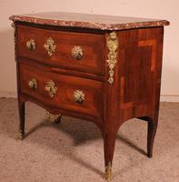 Small Curved Louis XV Commode / Chest of Drawers with Marble - 18th Century (9 of 15) Small Curved Louis XV Commode / Chest of Drawers with Marble - 18th Century (9 of 15)