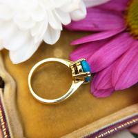 Vintage 18ct Yellow Gold & Turquoise Solitaire Ring (3 of 7) Vintage 18ct Yellow Gold & Turquoise Solitaire Ring (3 of 7)