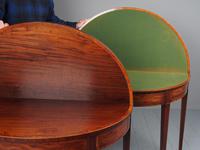 Matched Pair of George III Inlaid Mahogany Demi Lune Tables (15 of 19) Matched Pair of George III Inlaid Mahogany Demi Lune Tables (15 of 19)