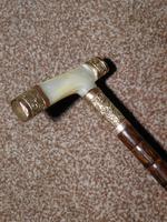 Antique Mother of Pearl Black Canopy Parasol -18 Carat GP W/Vacant Cartouche (13 of 15) Antique Mother of Pearl Black Canopy Parasol -18 Carat GP W/Vacant Cartouche (13 of 15)