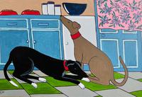 Original Acrylic Painting 'Where's Our Dinner' by Irene Stocks - Initialled c.1980
